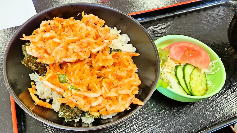開花亭の桜えびのかき揚げ丼