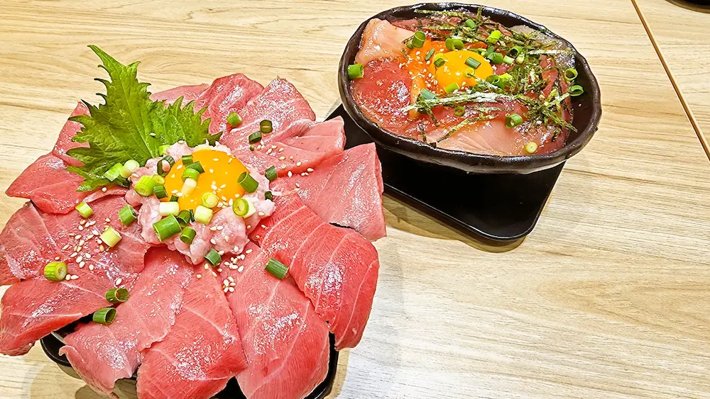 ミニ丼と通常丼のサイズ比較