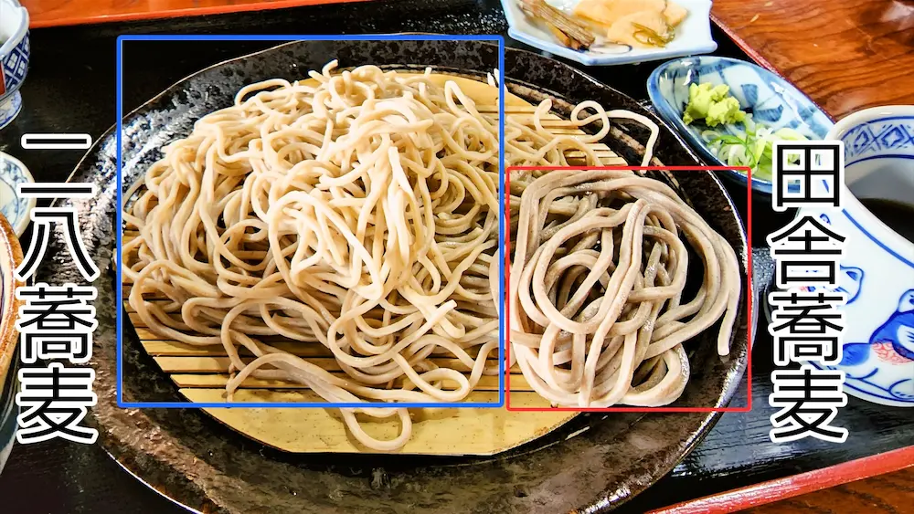 みつばつつじの家の二八蕎麦と田舎蕎麦