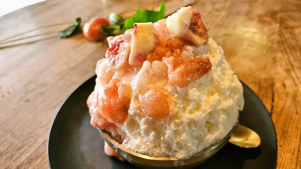 和梨と無花果と和紅茶のかき氷