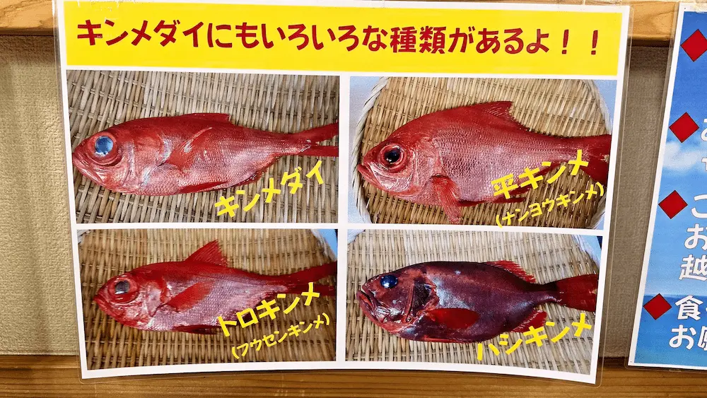 市場の食堂 金目亭の金目鯛の種類のポスター